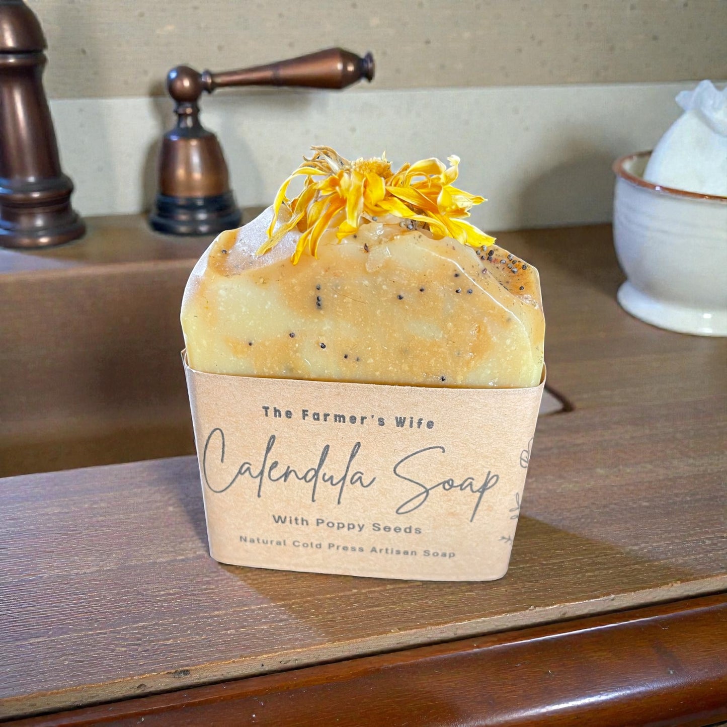 Calendula Soap with poppy seeds