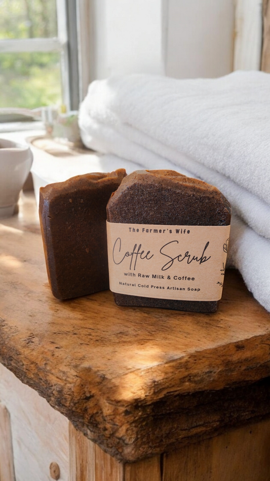 Coffee Scrub Soap with Raw Milk and Coffee